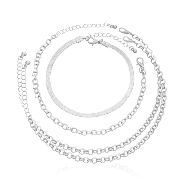 Luminous 4 Piece Snake Chain, Rolo chain, Oval Chain Anklet Set - Picture 5 of 6